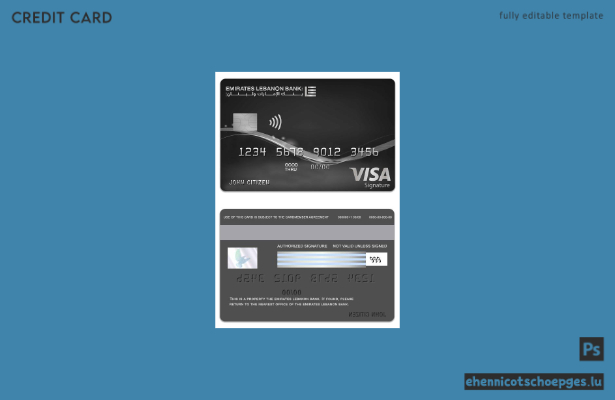 Beispielvorschau einer Visa Signature Charge Card der Emirates Lebanon Bank